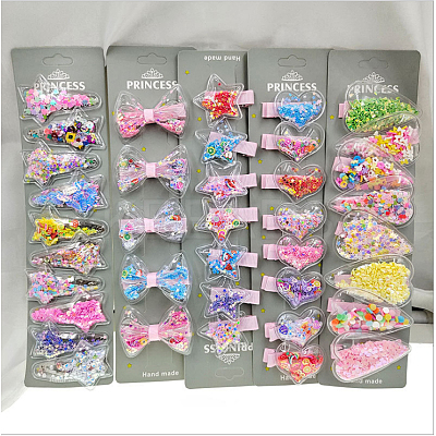 60Pcs 6 Colors Quicksand Sequin Plastic Cabochons KY-CJ0001-41-1