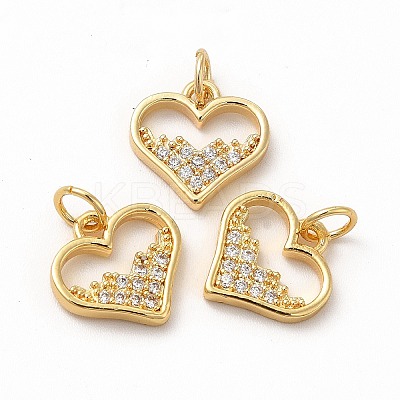 Rack Plating Brass Micro Pave Cubic Zirconia Charms ZIRC-K089-02G-1