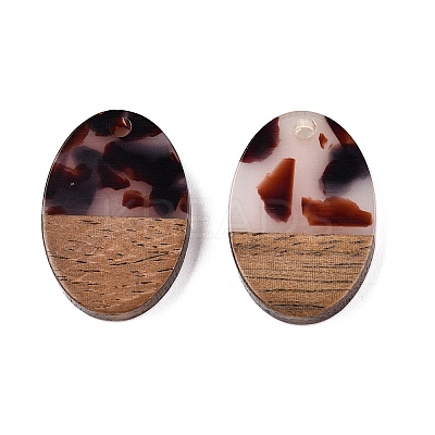 Transparent Resin and Walnut Wood Pendants RESI-T057-04B-1