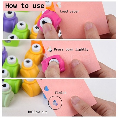 Random Single Color or Random Mixed Color Mini Plastic Craft Paper Punch Sets for Scrapbooking & Paper Crafts AJEW-L051-14-1