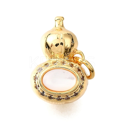 Brass Micro Pave Cubic Zirconia Shell Pendants KK-D356-17G-1