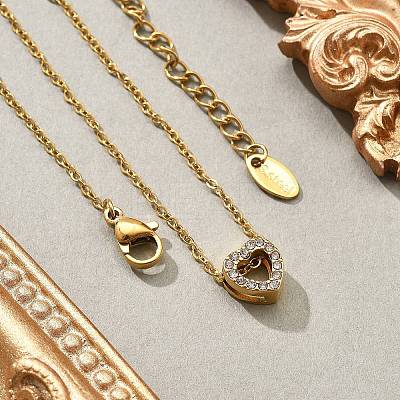 304 Stainless Steel Crystal Rhinestone Pendant Cable Chain Necklaces for Women LS-NJEW-C062-01G-G-1