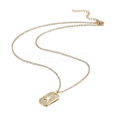 Brass Micro Pave Clear Cubic Zirconia Pendant Necklaces NJEW-H100-09G-1