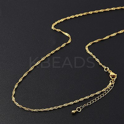 Brass Singapore Chains Necklaces for Women NJEW-D302-34G-1