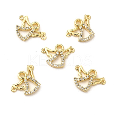 Brass Micro Pave Cubic Zirconia 2-Loop Pendants KK-E068-VB368-1