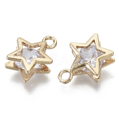 Brass Micro Cubic Zirconia Charms KK-N235-034A-1