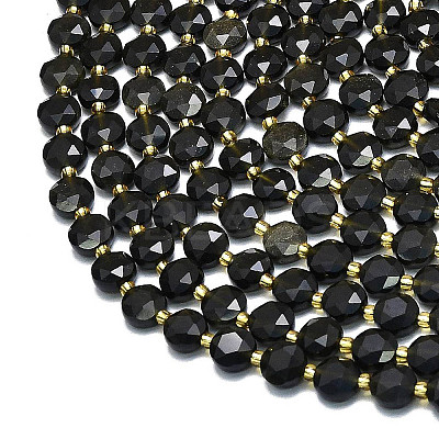 Natural Golden Sheen Obsidian Beads Strands G-C116-A56-02-1