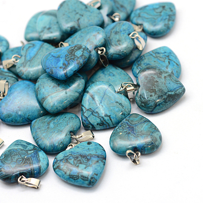 Dyed Heart Natural Gemstone Pendants LS-X-G-Q438-05-1
