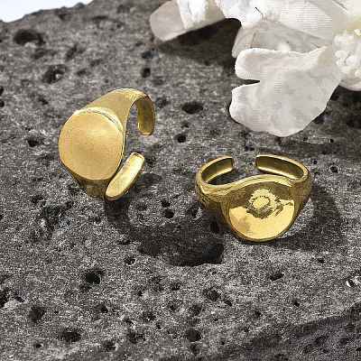 Round 304 Stainless Steel Open Cuff Rings for Women RJEW-M019-13G-1