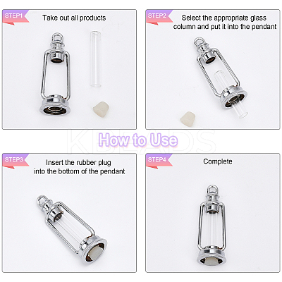 4 Sets 4 Style Wishing Bottle Glass Pendants GLAA-CA0001-50-1