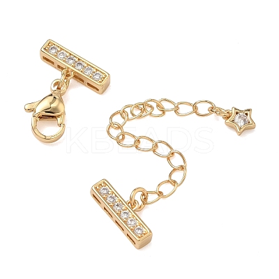 Brass Micro Pave Clear Cubic Zirconia Curb Chain Extender KK-G556-08G-01-1