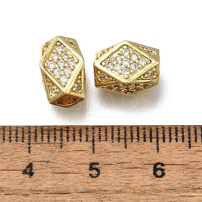 Brass Micro Pave Clear Cubic Zirconia European Beads LS-ZIRC-I070-045G-1