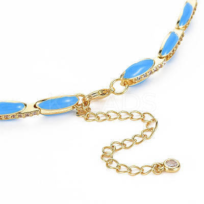 Brass Micro Pave Cubic Zirconia Link Tennis Necklaces for Women NJEW-T013-01G-02-1