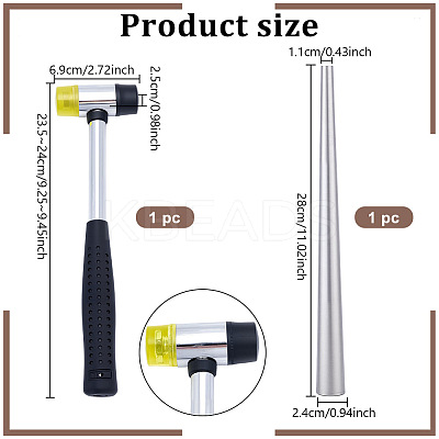 Jewelry Making Tool Sets of Steel Ring Mandrel Bend Stick and Double Face Rubber Steel Handle Hammer TOOL-PH0002-03-1