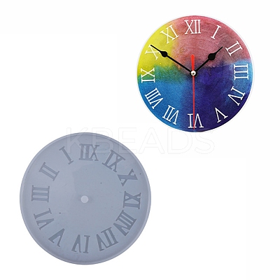 Flat Round with Roman Numerals Clock Wall Decoration Food Grade Silicone Molds SIMO-PW0001-425B-01-1