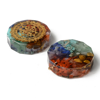 Flat Round Epoxy Resin Pendants G-R478-22D-1