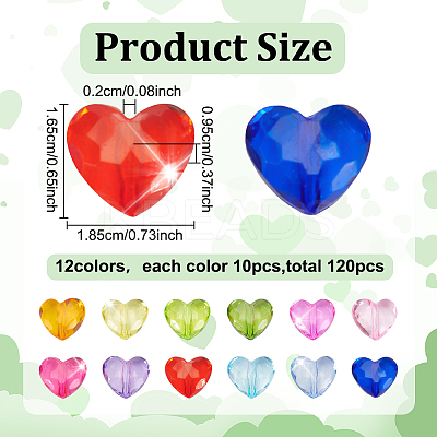 120Pcs 12 Colors Transparent Acrylic Beads TACR-AR0001-29-1