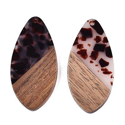 Transparent Resin and Walnut Wood Pendants RESI-T057-05B-1