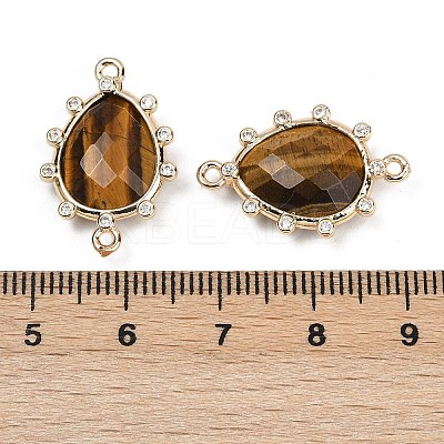 Natural Tiger Eye Faceted Connector Charms G-K347-07G-06-1