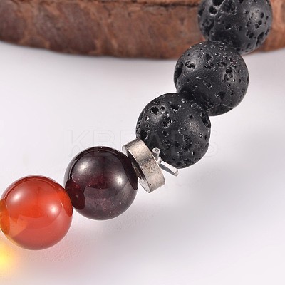 Natural Lava Rock Beaded Stretch Bracelets X-BJEW-JB02184-05-1