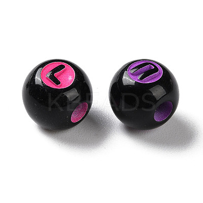 Spray Printed Opaque Acrylic European Beads SACR-P031-09B-1