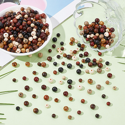 640Pcs 16 Styles Natural Wood Beads WOOD-ME0001-03-1
