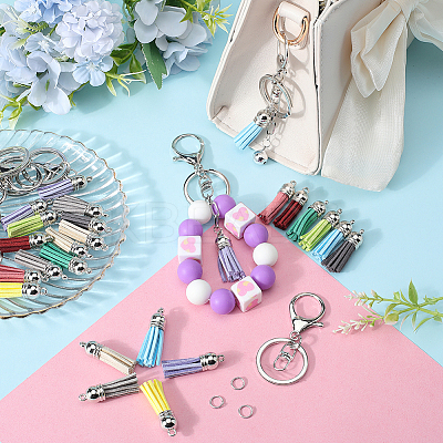 DIY Faux Suede Tasse Keychain Making Kits DIY-SP0002-43P-1