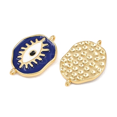 Brass Enamel Blue Evil Eye Links Connector Charms KK-Z146-12G-1