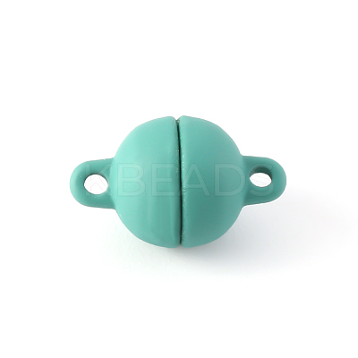 Spray Painted Alloy Magnetic Clasps with Loops PALLOY-S141-01-A01-RS-1