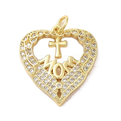 Mother's Day Brass Micro Pave Clear Cubic Zirconia Pendants FIND-Z041-20J-1