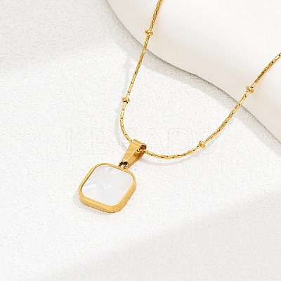 Natural Shell Square Pendant Necklace EH4295-1-1