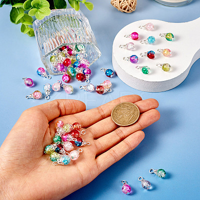 78Pcs 13 Colors Transparent Spray Painting Crackle Glass Charms PALLOY-TAC0088-1