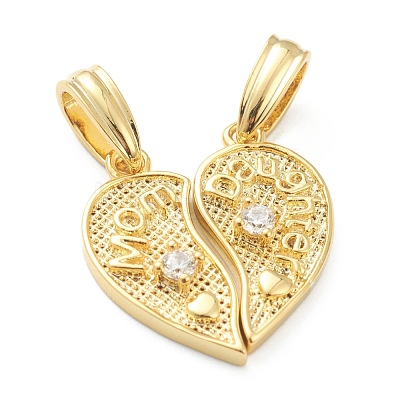 Mother's Day Brass Cubic Zirconia Hanger Pendants KK-E790-04G-1