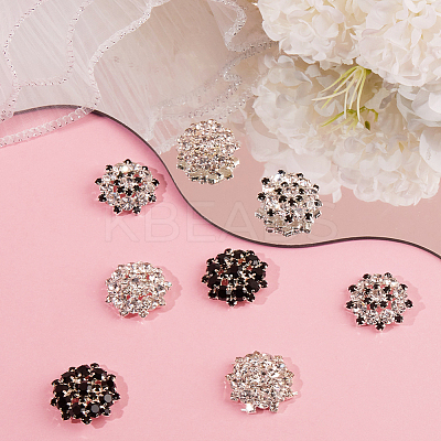 12Pcs 3 Colors 1-Hole Alloy Rhinestone Shank Buttons BUTT-GF0003-64-1
