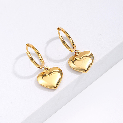 Heart Pendant Stainless Steel Hoop Earrings RM4785-1