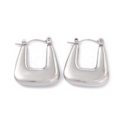Non-Tarnish 304 Stainless Steel Trapezoid Thick Hoop Earrings for Women EJEW-B018-07P-1