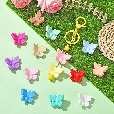 21Pcs 21 Colors Butterfly Food Grade Eco-Friendly Silicone Focal Beads SIL-CJ0002-29-1