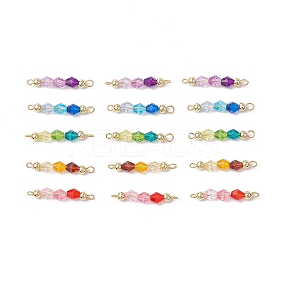 15Pcs 5 Colors Acrylic Bicone Beaded Connector Charms PALLOY-JF03476-1