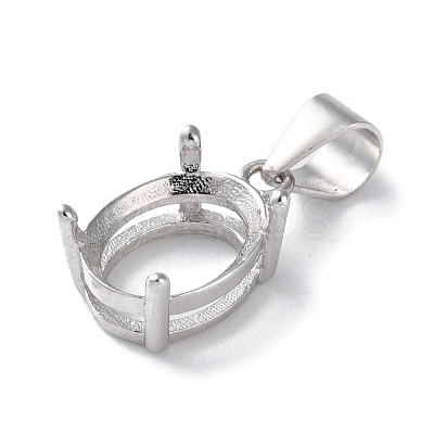 Rhodium Plated Rack Plating 925 Sterling Silver Pendants Cabochon Settings STER-NH0001-48P-1