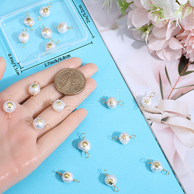 20pcs 2 styles Grade AA Natural Cultured Freshwater Pearl Connector Charms with Golden Tone Sea Animal Alloy Slices PALLOY-BBC0001-02-1