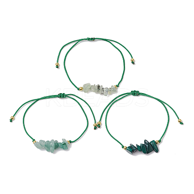 3Pcs 3 Styles Gemstone Braided Bead Bracelets BJEW-JB11146-04-1