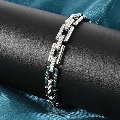 304 Stainless Steel Rectangle Link Chain Bracelets for Women Men BJEW-F488-64P-1