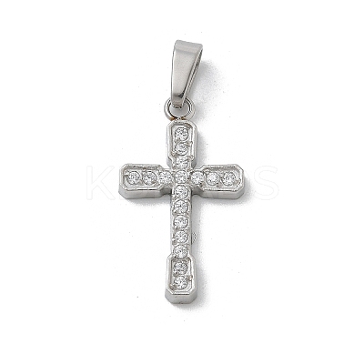 304 Stainless Steel Micro Pave Cubic Zirconia Pendants STAS-Z107-08P-18-1