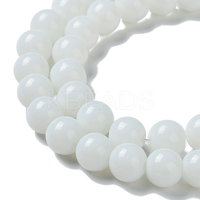 Opaque Solid Color Glass Round Beads Strands GLAA-F032-8mm-01-1