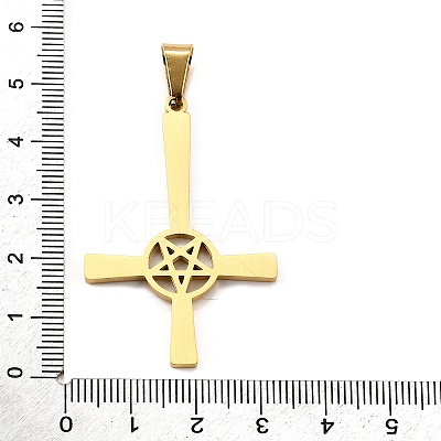 304 Stainless Steel Saint Peter's Cross Pendants STAS-R171-06G-1