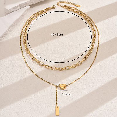 201 Stainless Steel Double-Layer Y-Shaped Necklaces for Women's Party Music Festival OH0726-1