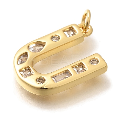 Brass Micro Pave Clear Cubic Zirconia Pendants KK-G521-01G-U-1