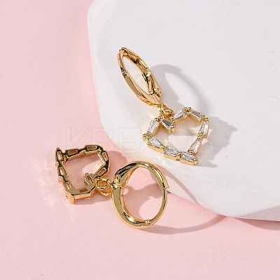Brass Micro Pave Clear Cubic Zirconia Heart Hoop Earrings EJEW-K267-19G-1