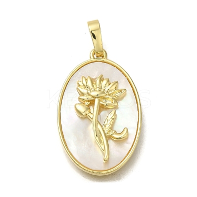Brass Pave Shell Birth Flower Pendants FIND-I040-04I-1