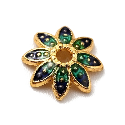 Multi-Petal Alloy Enamel Bead Caps X-FIND-G029-02G-1